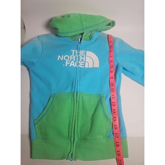 The North Face Youth Size Medium Full Zip Sweatshirt Hoodie Green And Blue - Picture 3 of 6